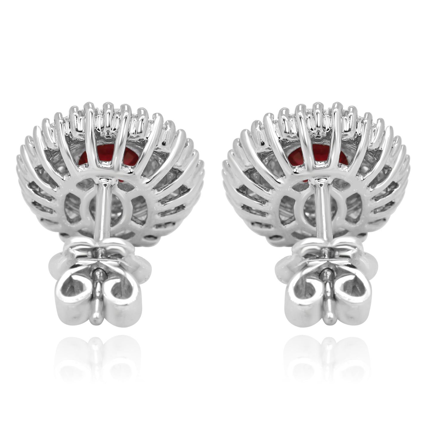 Ruby Diamond Earring 14K White Gold