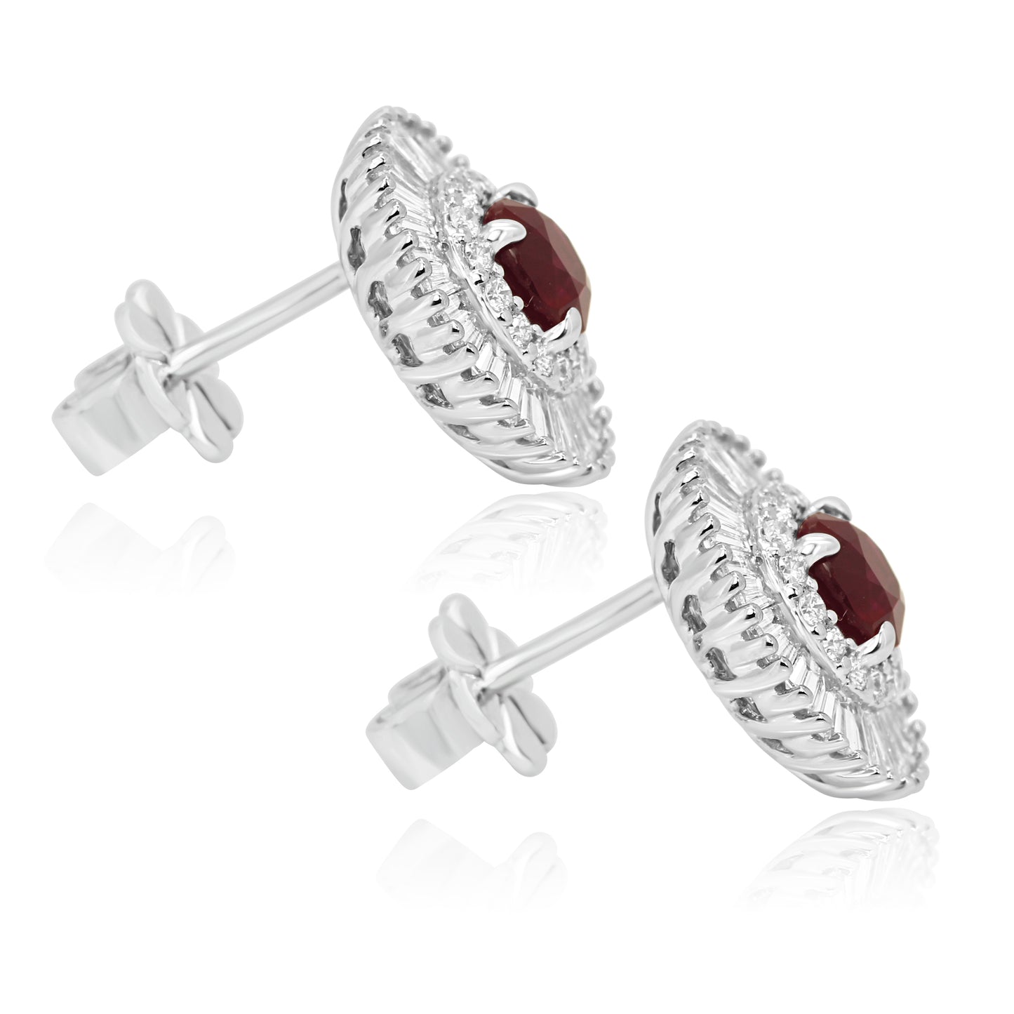 Ruby Diamond Earring 14K White Gold