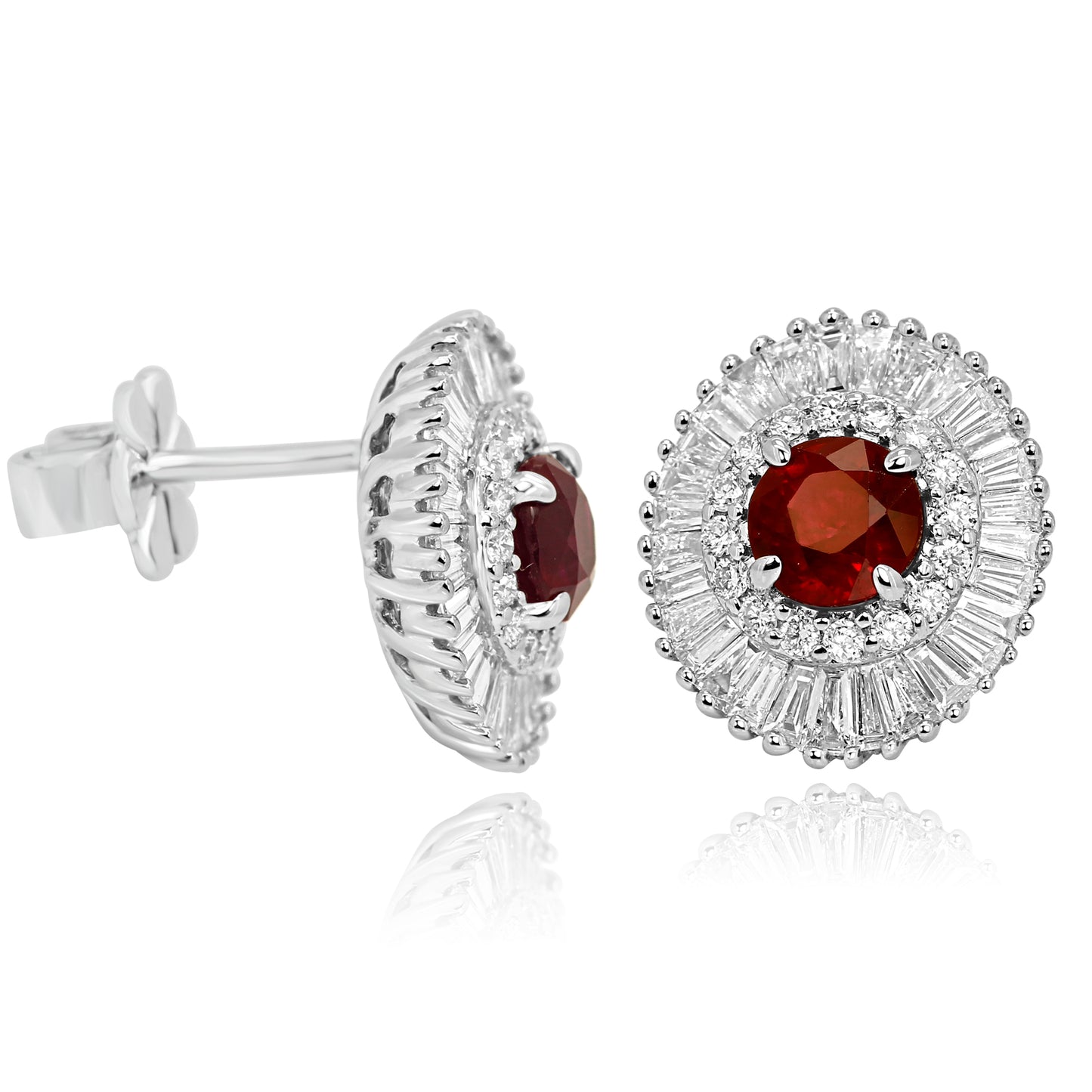 Ruby Diamond Earring 14K White Gold