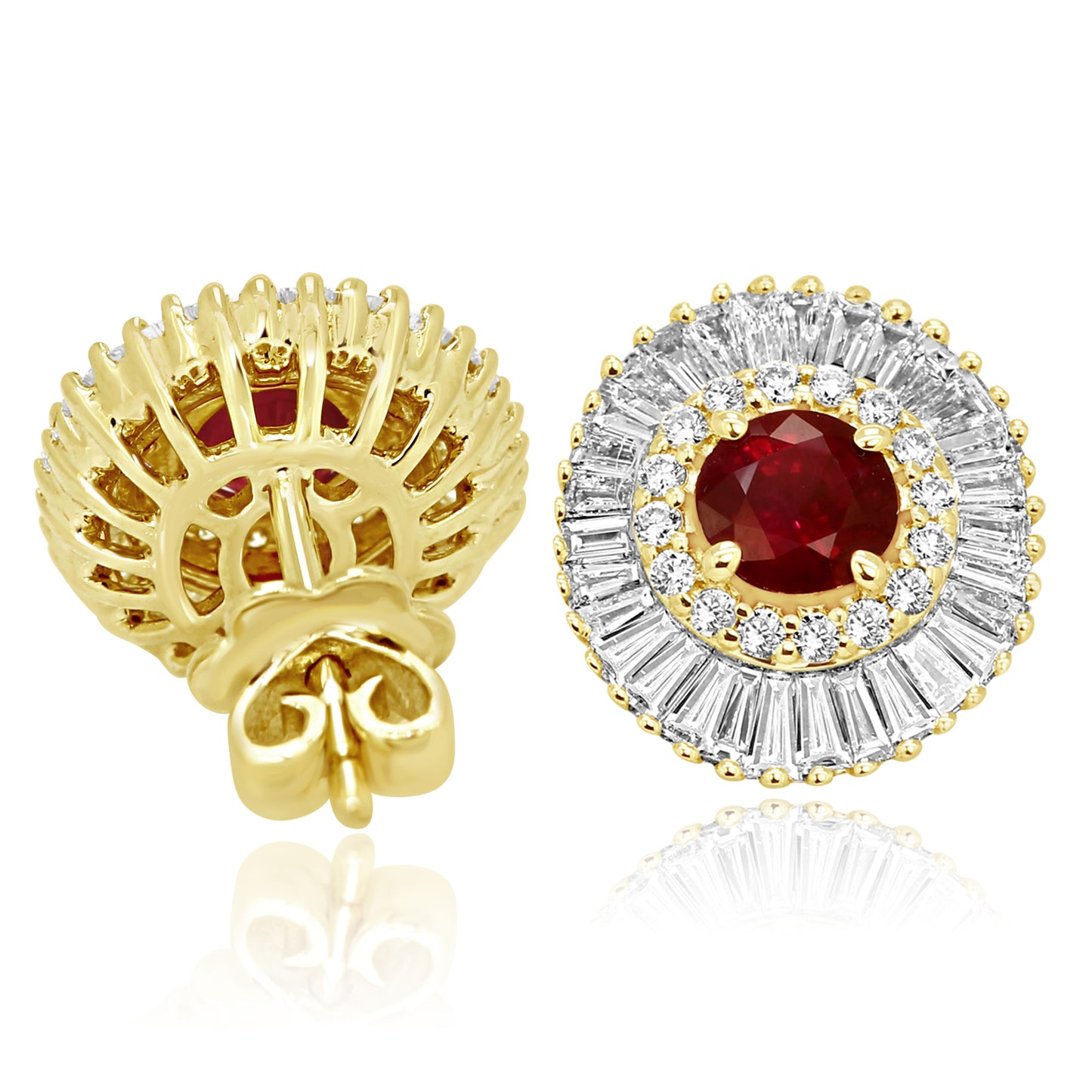 Ruby Diamond Earring 14K White Gold