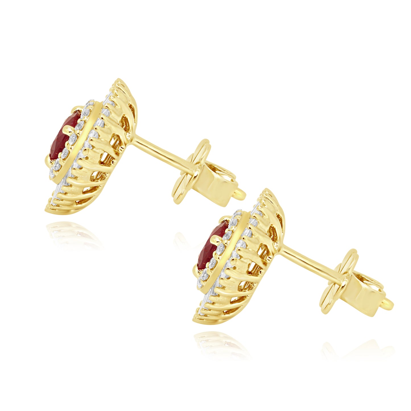 Ruby Diamond Earring 14K White Gold