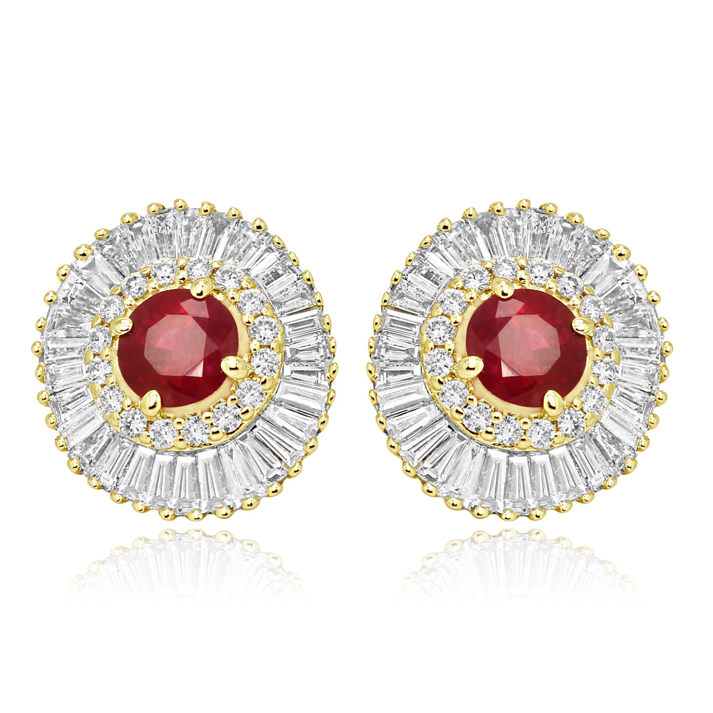 Ruby Diamond Earring 14K White Gold