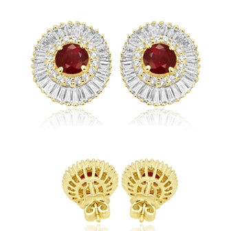 Ruby Diamond Earring 14K White Gold