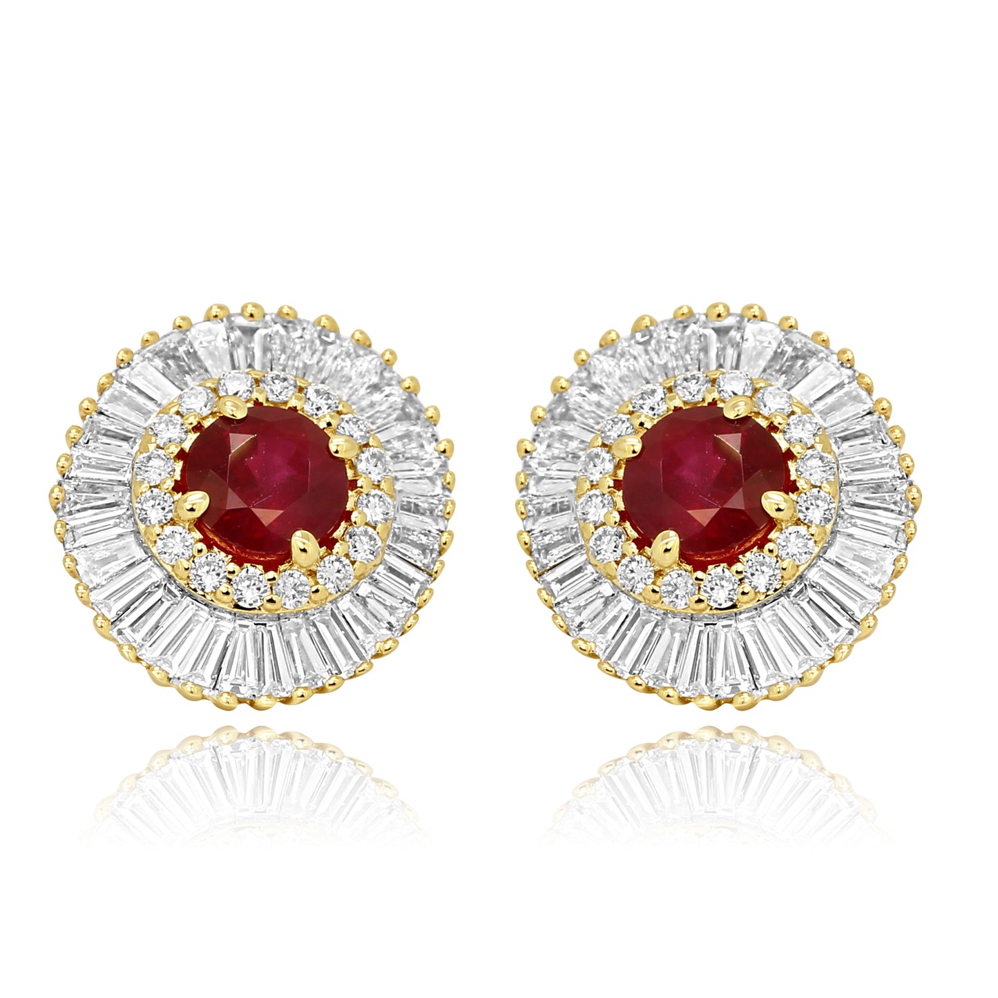 Ruby Diamond Earring 14K White Gold