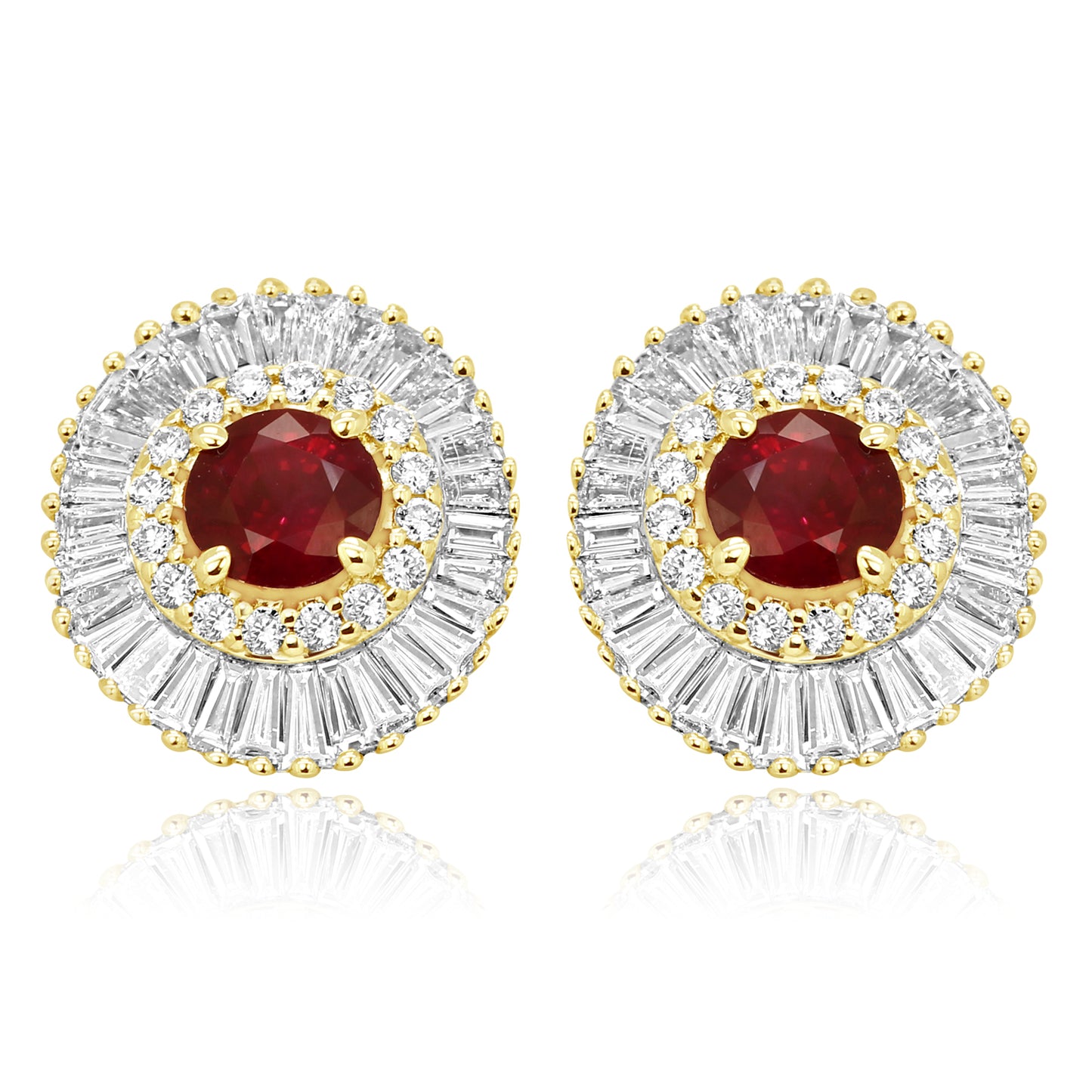 Ruby Diamond Earring 14K White Gold