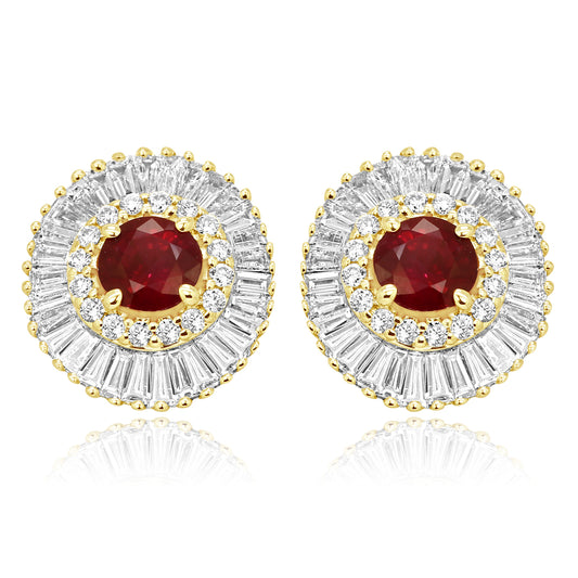 Ruby Diamond Earring 14K White Gold