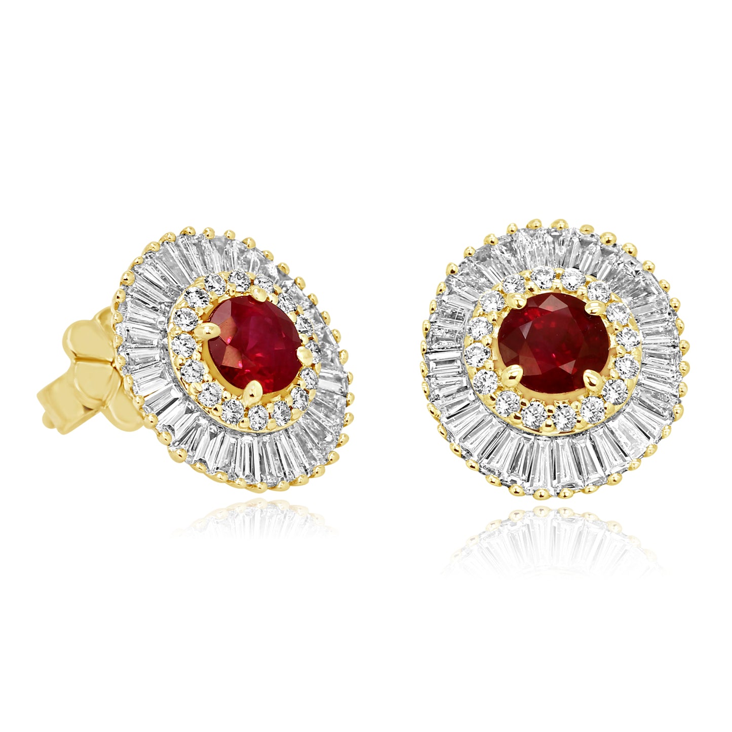 Ruby Diamond Earring 14K White Gold