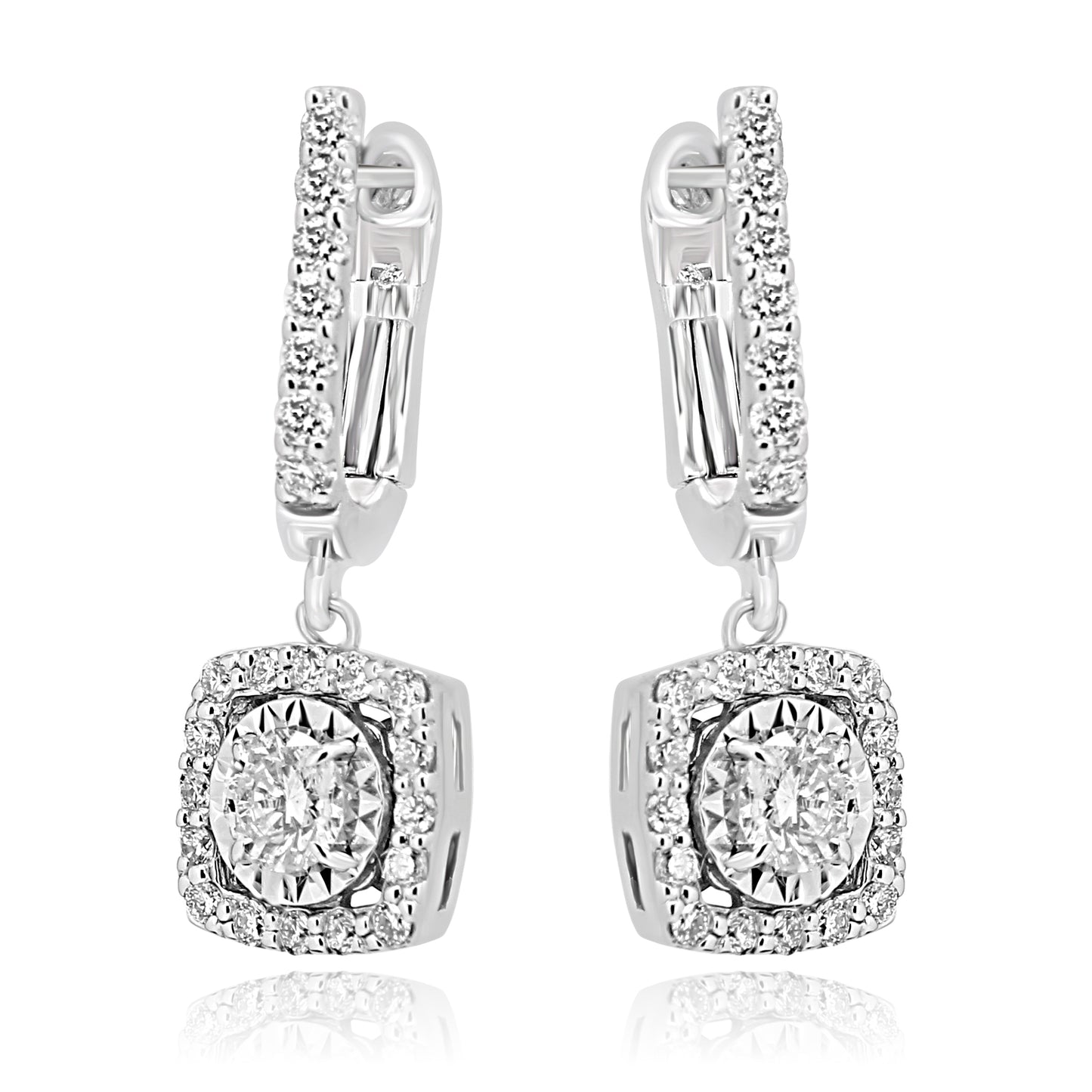 Luxurious Diamond Earring 14K White Gold