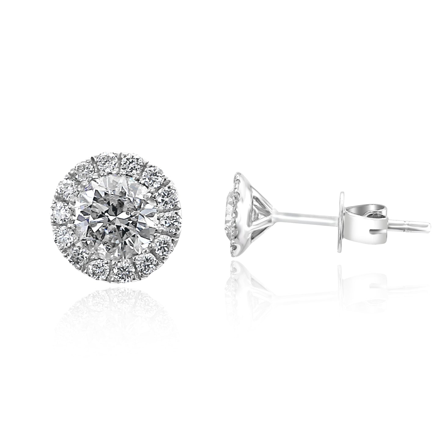 0.75Carat T:W Martini Halo Stud, Natural Diamond and 14K White Gold Earring