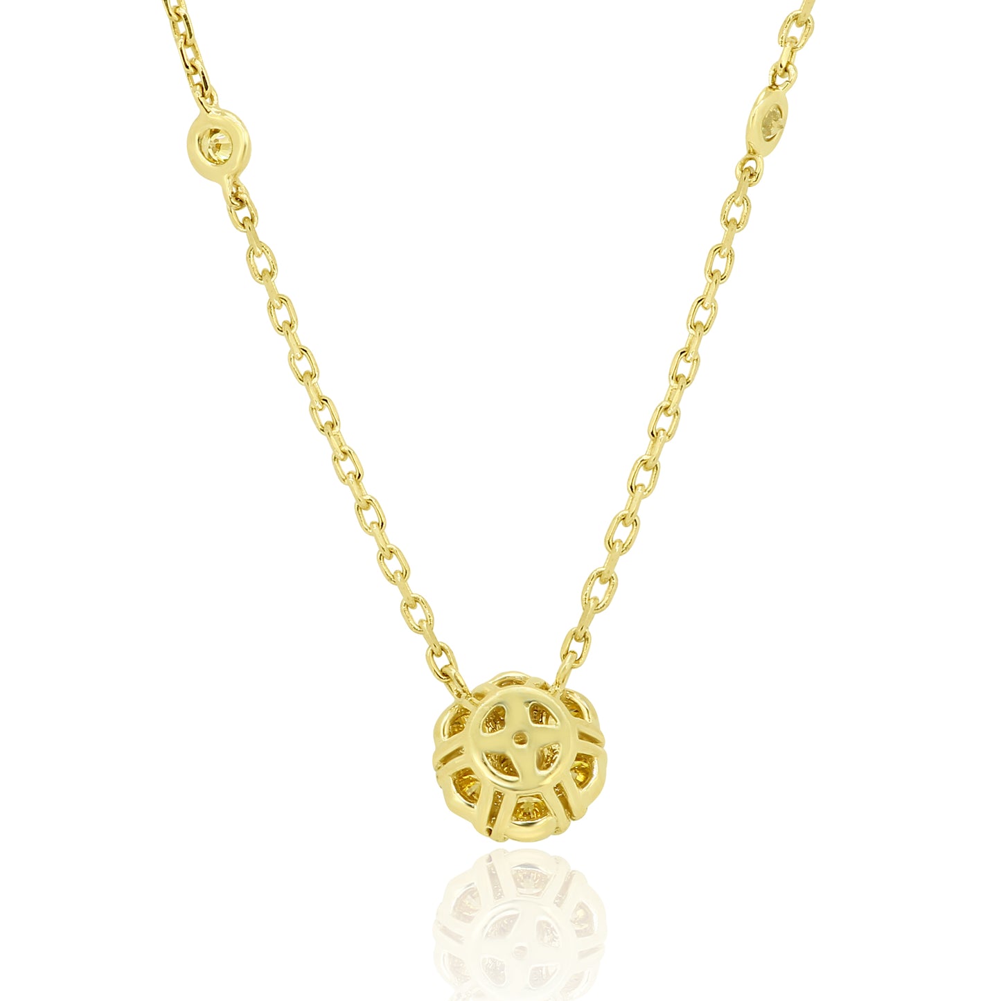 Glamorous Golden Flower Necklace 14K Yellow Gold