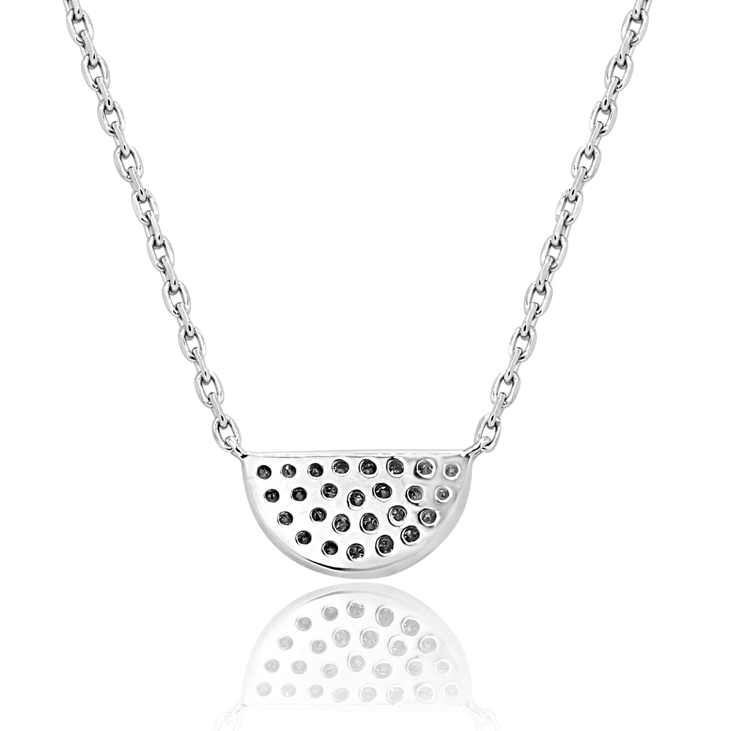 Half Moon 14K White Gold Natural White Diamond
