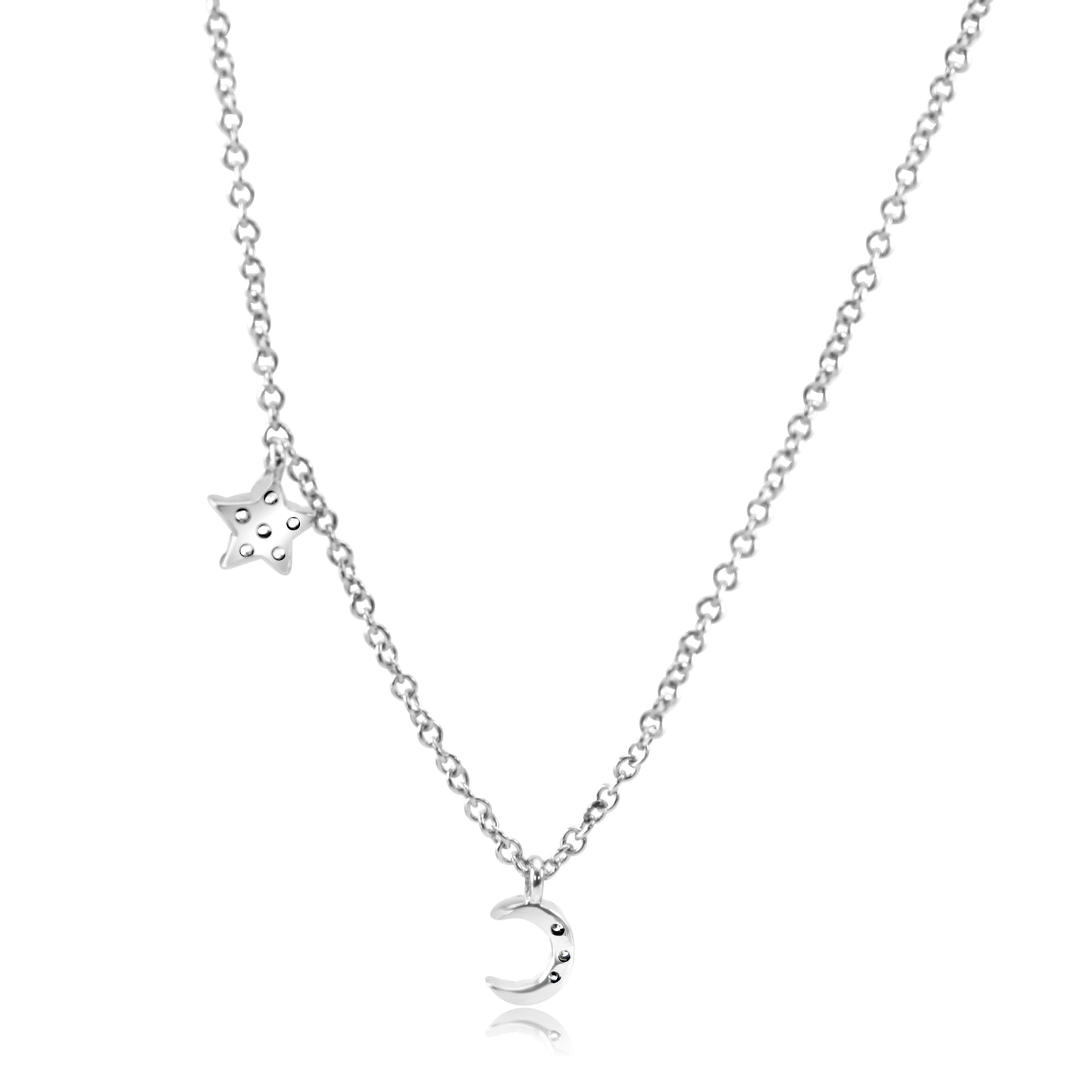 Moon & Star Diamond Necklace