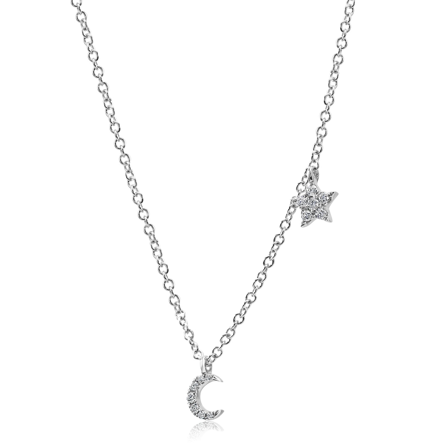 Moon & Star Diamond Necklace