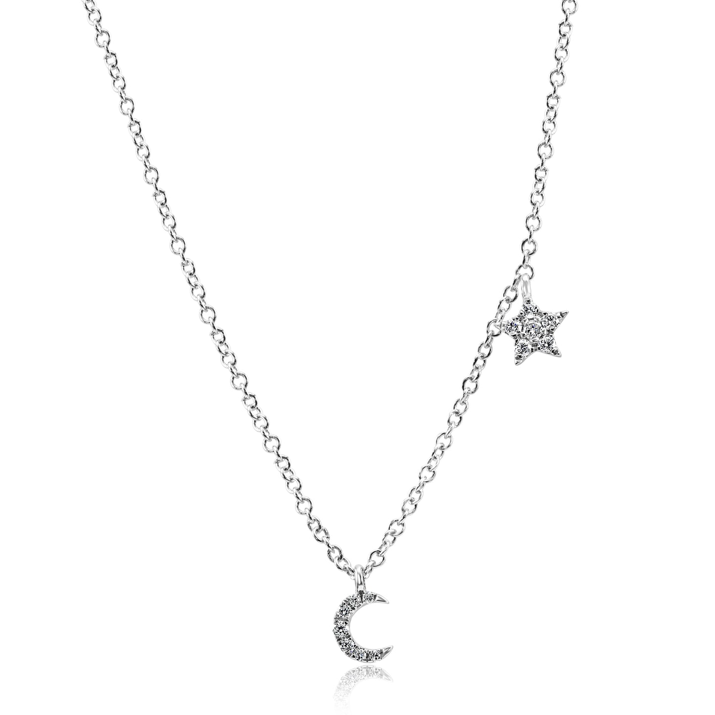 Moon & Star Diamond Necklace