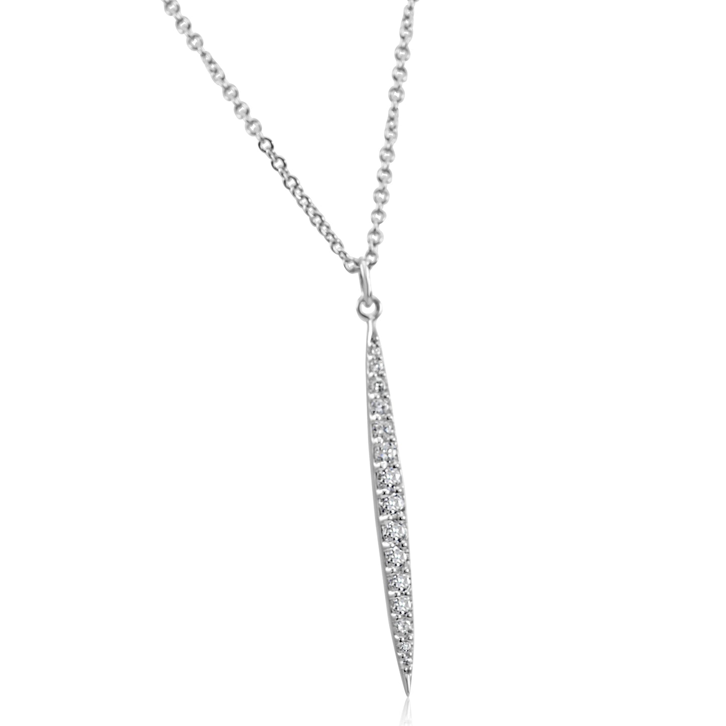 Pointed Diamond Necklace 14K White Gold
