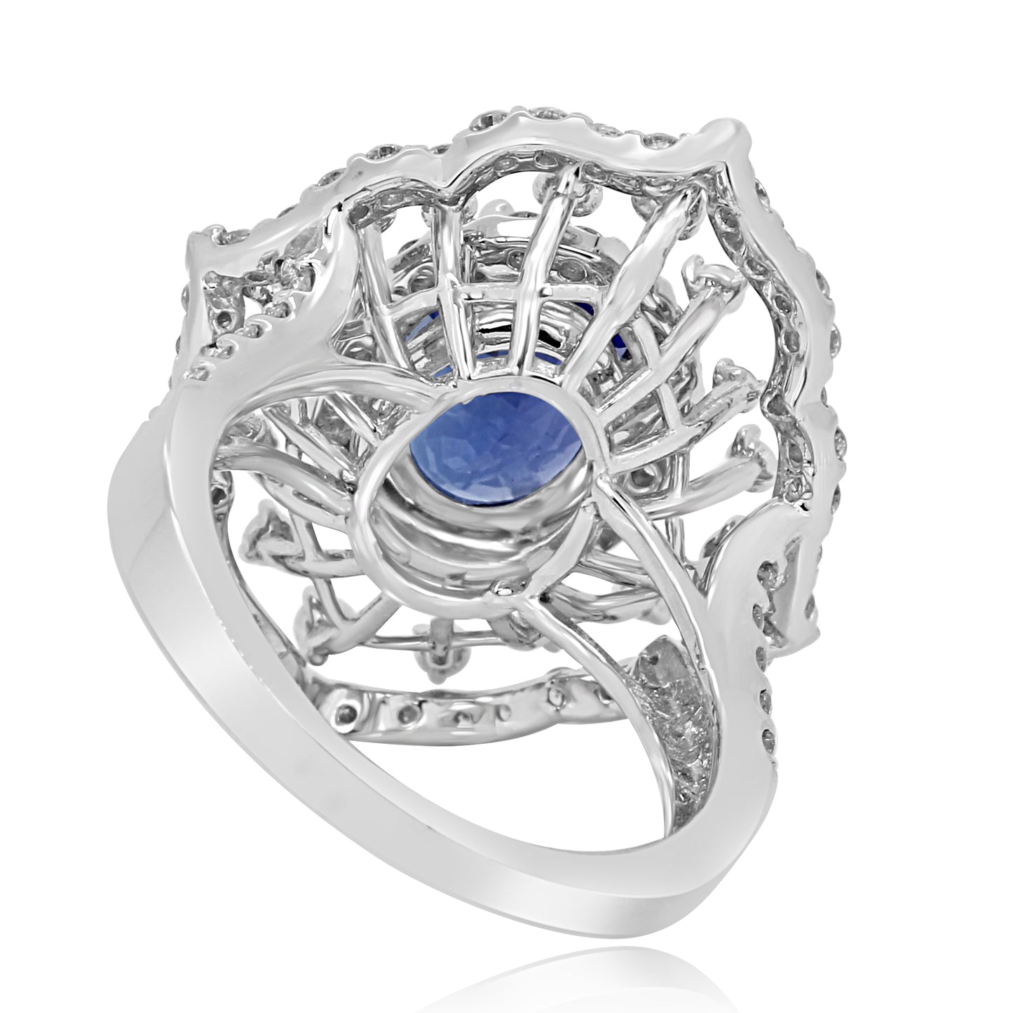 Tanzanite Oval and Natural diamond 14K White Gold Ring