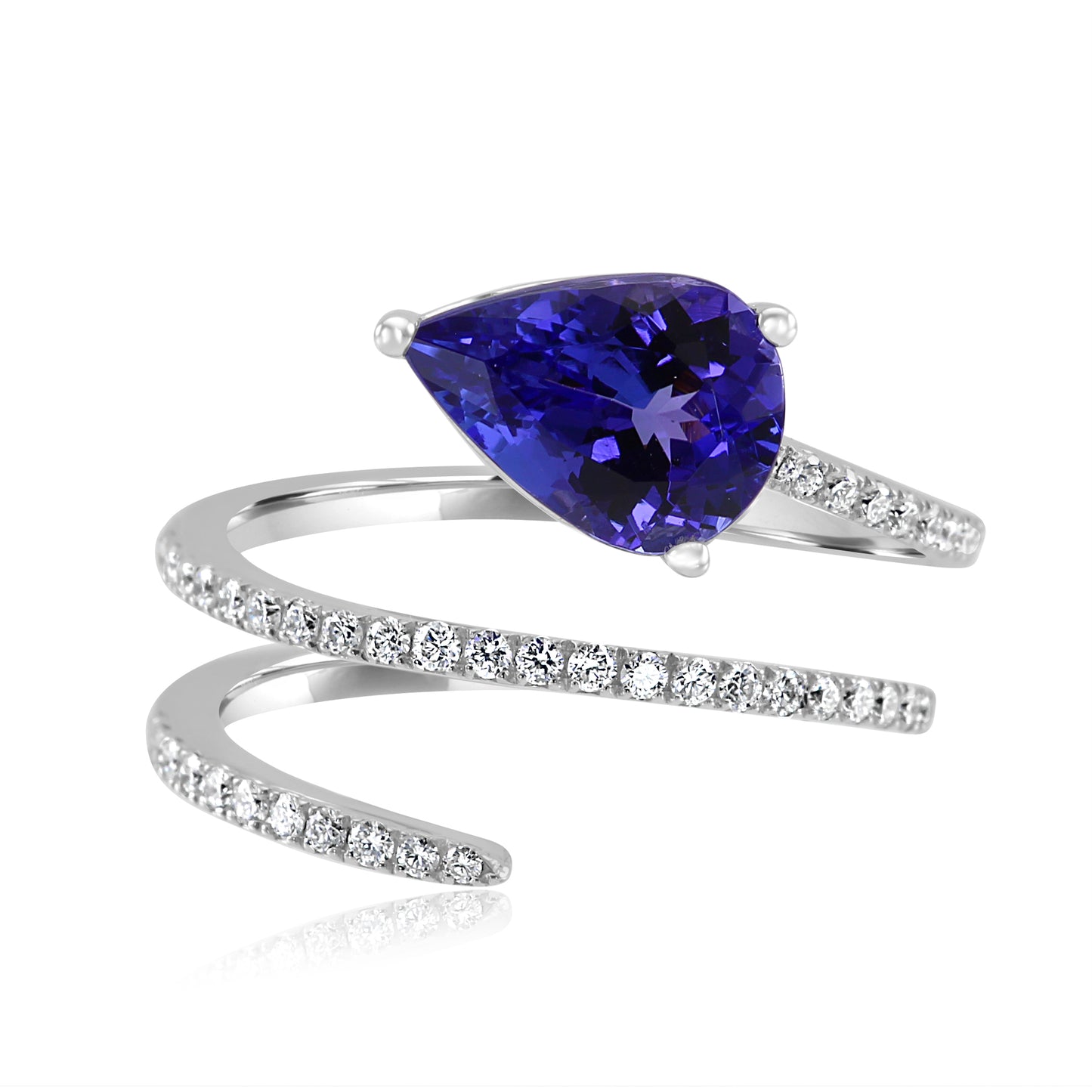 Enchanted Pear Shape Tanzanite Ring 14K White Gold