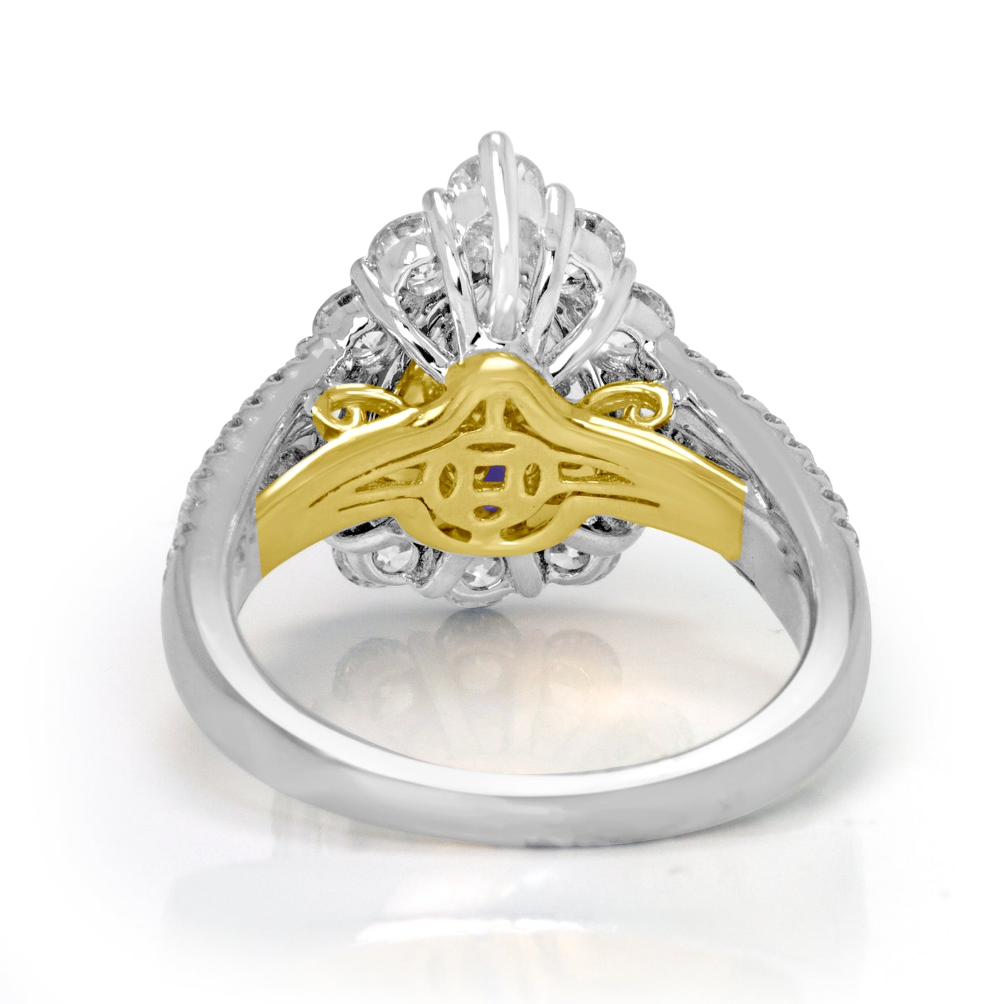 Pear Tanzanite Ring with Diamond Halo 18K White Gold