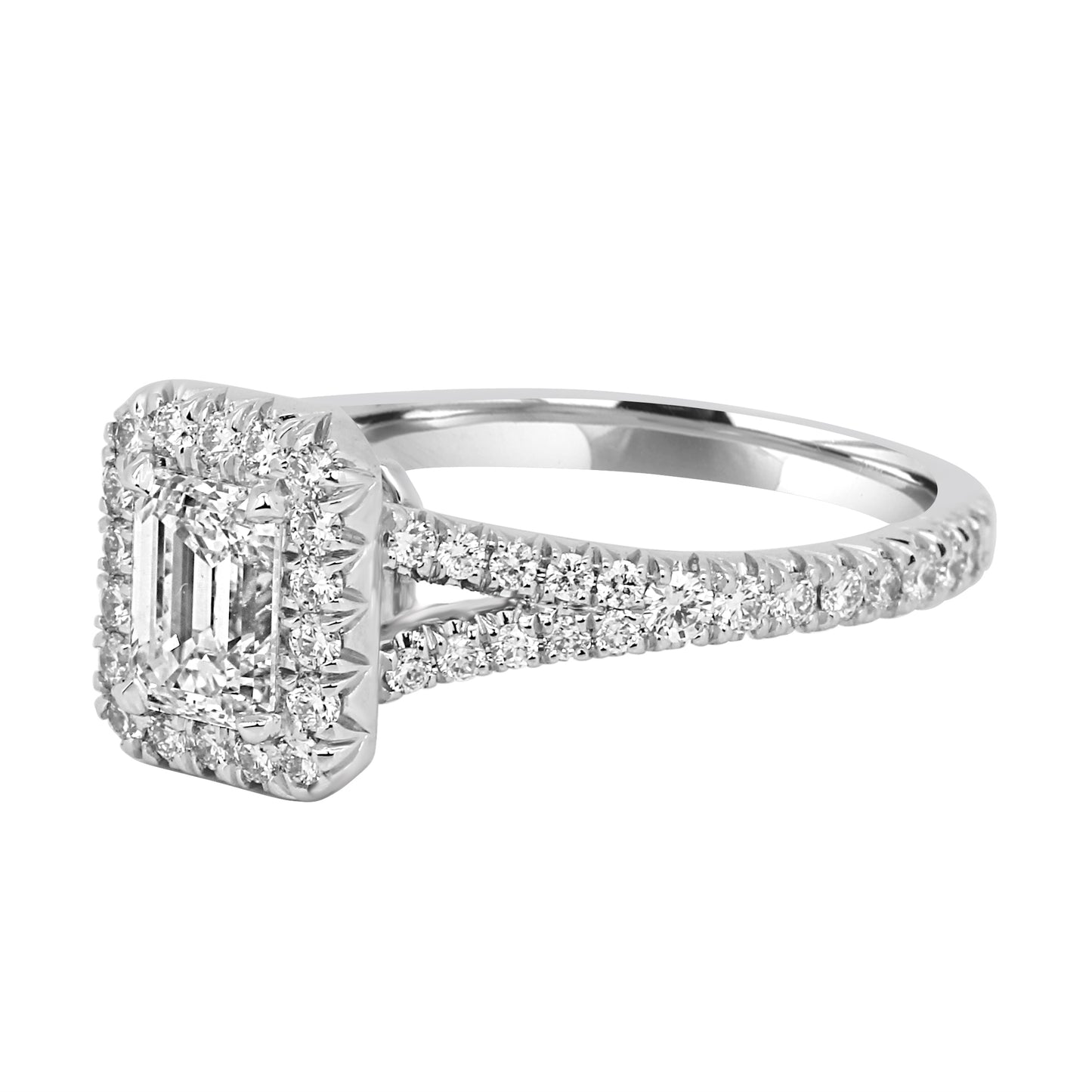 1.20ct TW, Natural Diamond GIA Certified 18K White Gold & Platinum Bridal Ring