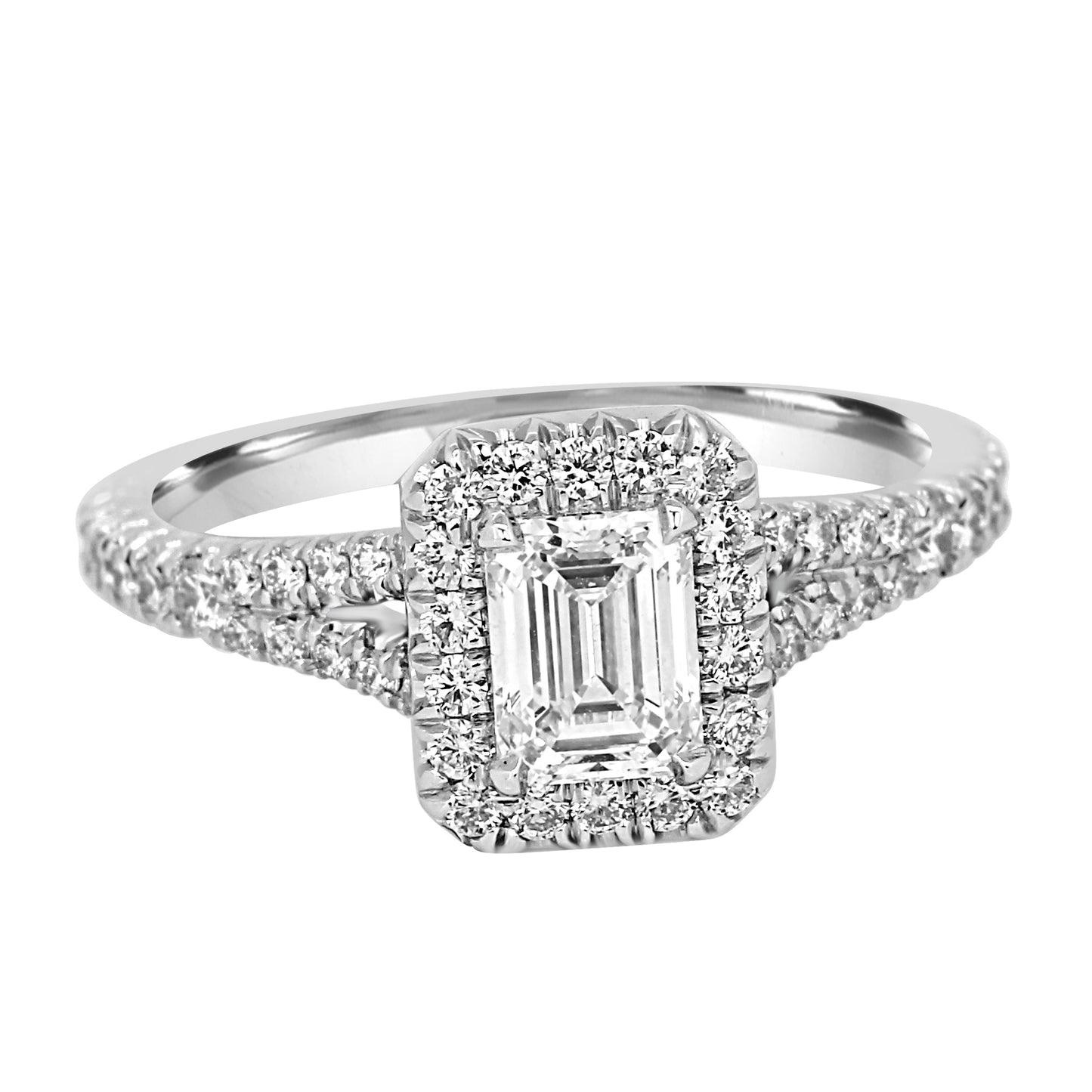 1.20ct TW, Natural Diamond GIA Certified 18K White Gold & Platinum Bridal Ring