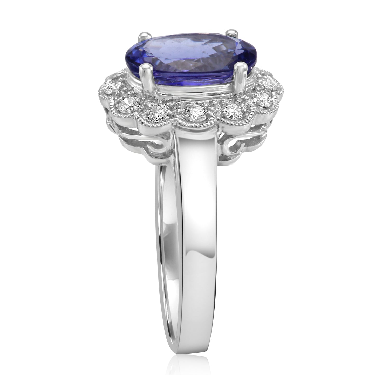 Tanzanite and Diamond Ring 14K White Gold & Natural White Diamond