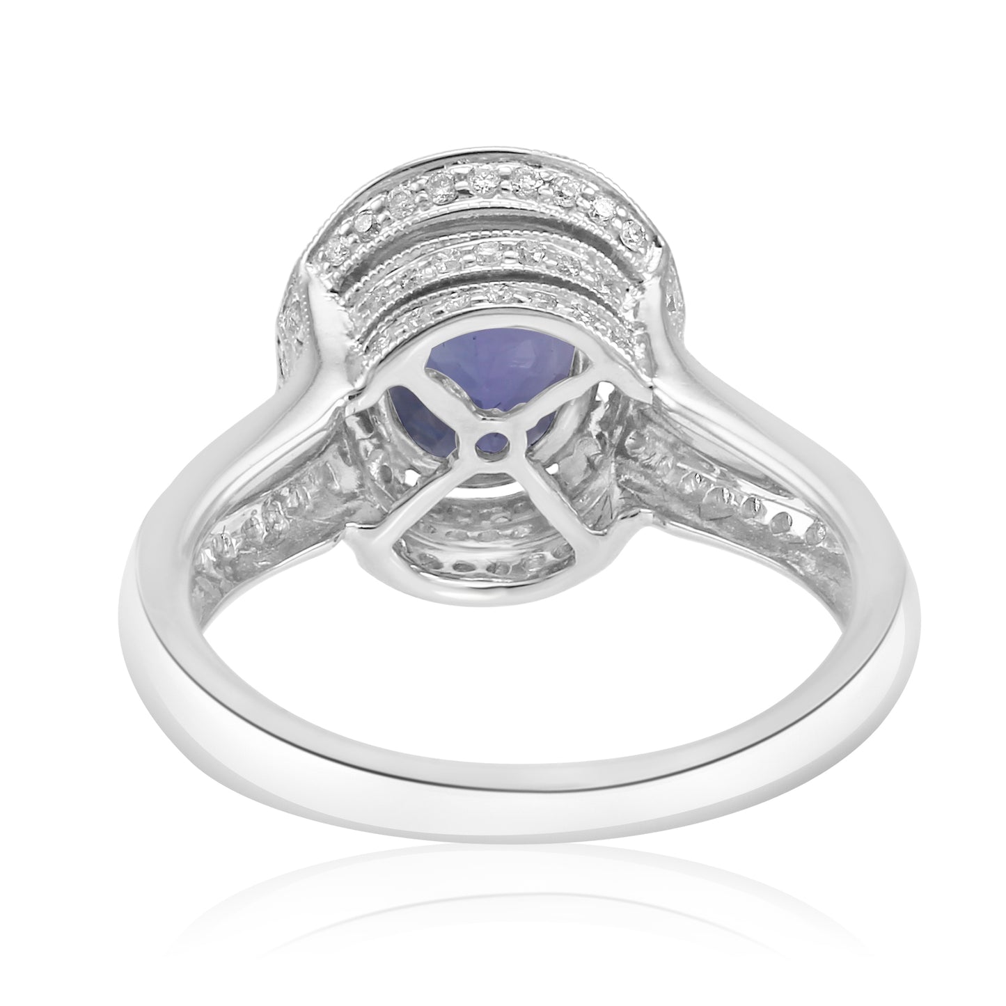 Tanzanite and Diamond Oval Ring 18K White Gold