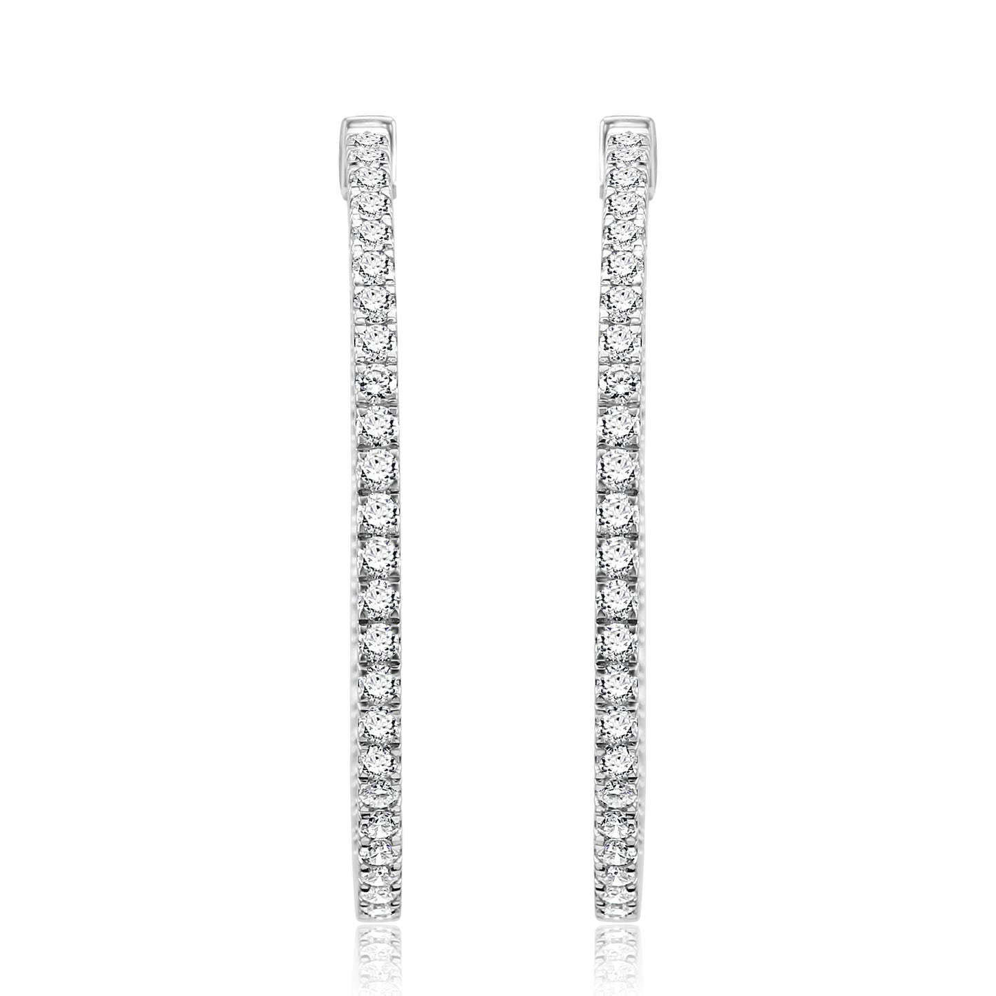 3.50 Carat Diamond Eternity Hoop Earring 18K White Gold