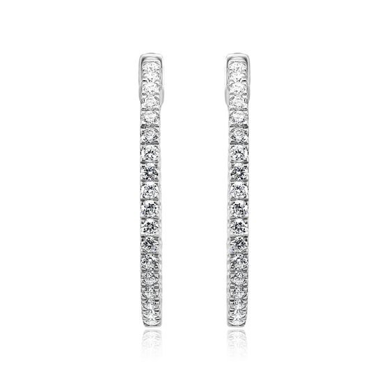 2.50 Carat Diamond Oval Hoop Earring 18K White Gold