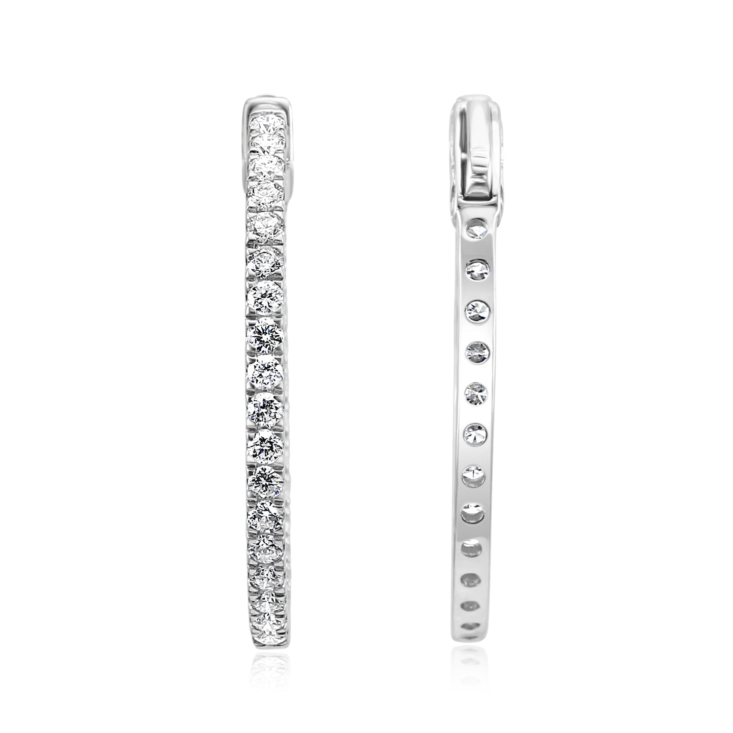 2.50 Carat Diamond Oval Hoop Earring 18K White Gold
