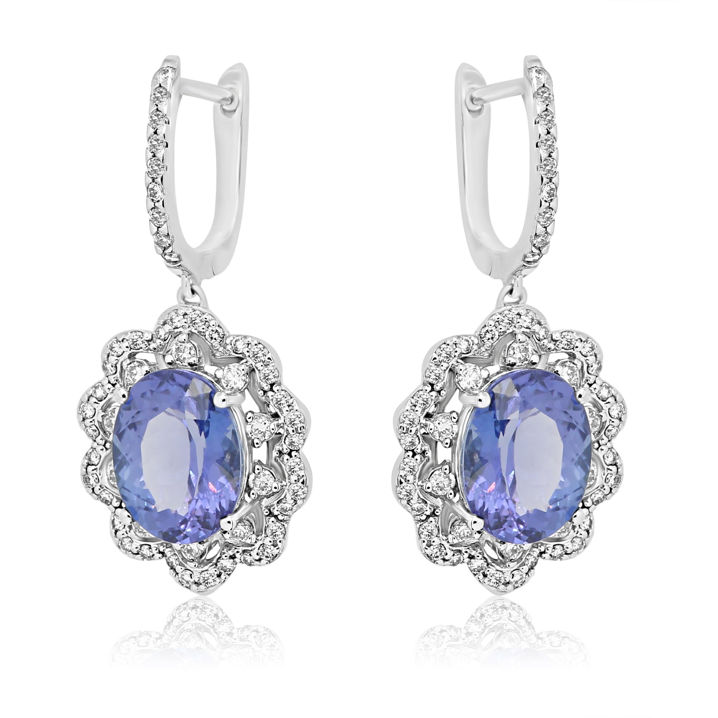 Stunning Tanzanite Earring 14K White Gold