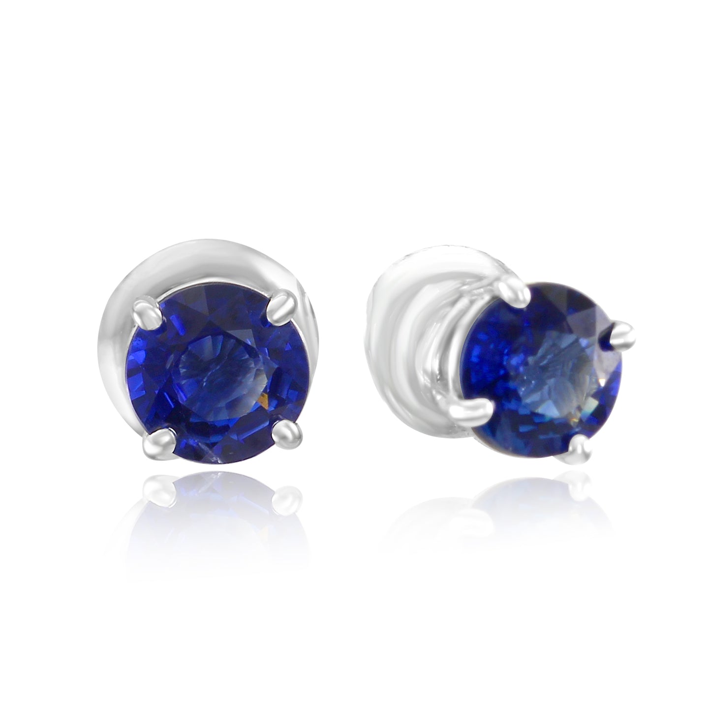 Sapphire Studs Earring 1.54 CT 14K White Gold & Natural White Diamond