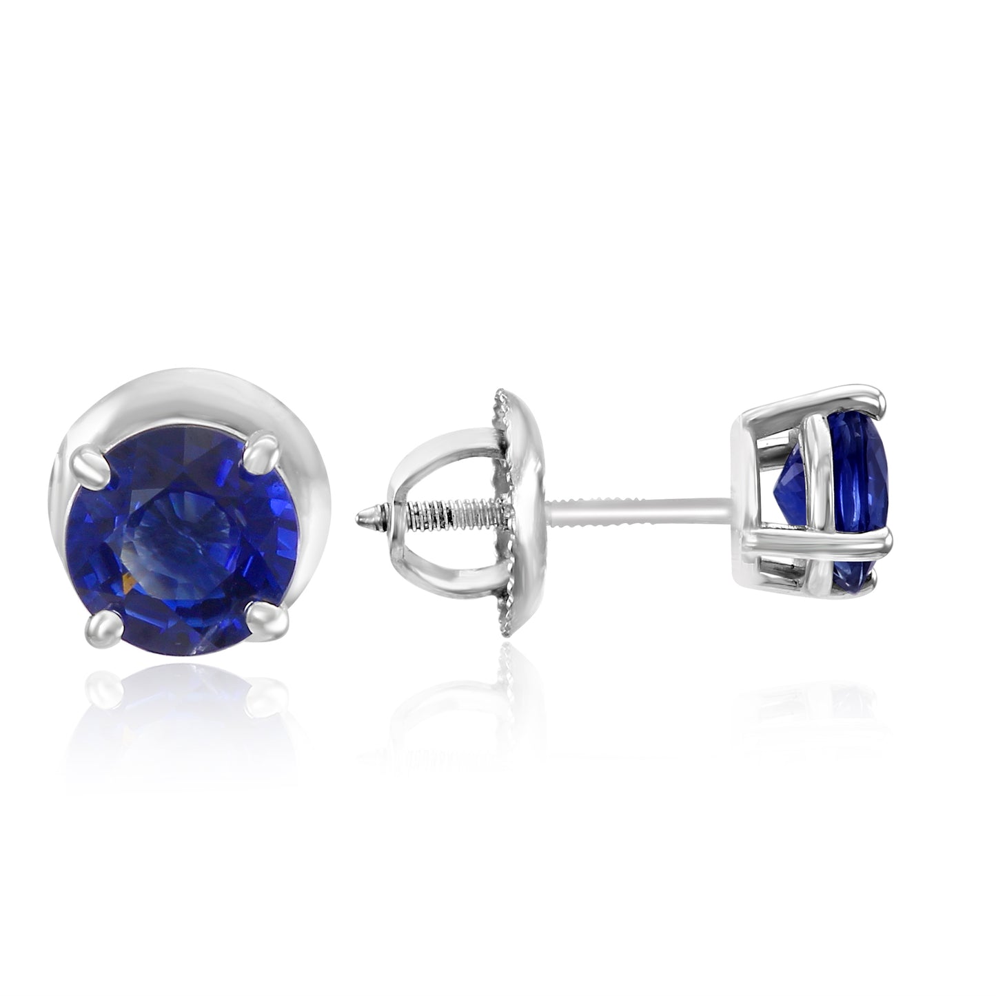 Sapphire Studs Earring 1.54 CT 14K White Gold & Natural White Diamond