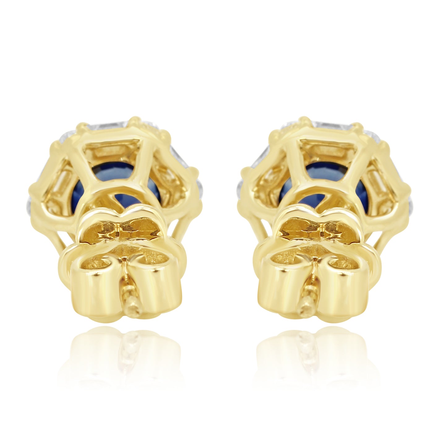Diamond Sapphire Earrings 14K Yellow Gold
