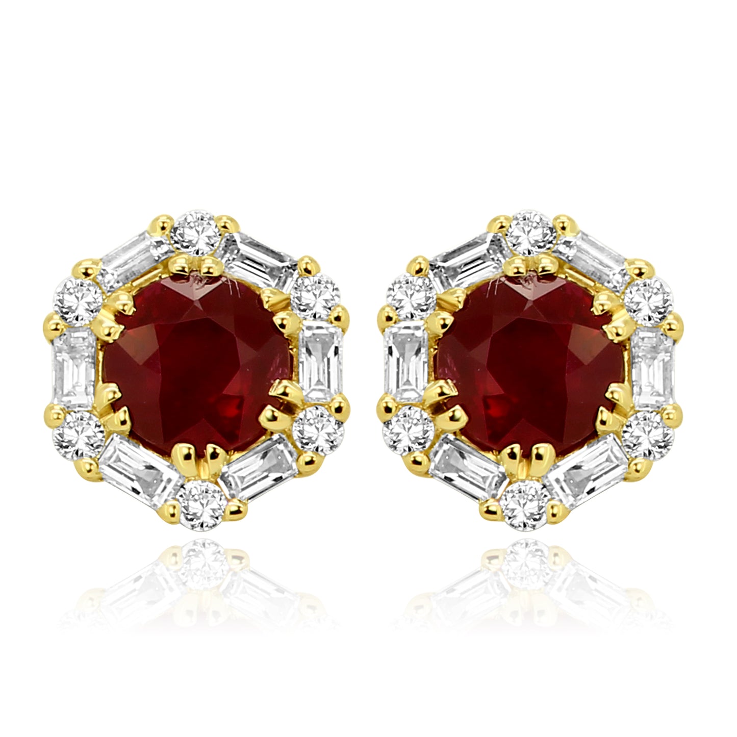 Floral Diamond Earring 14K Yellow Gold