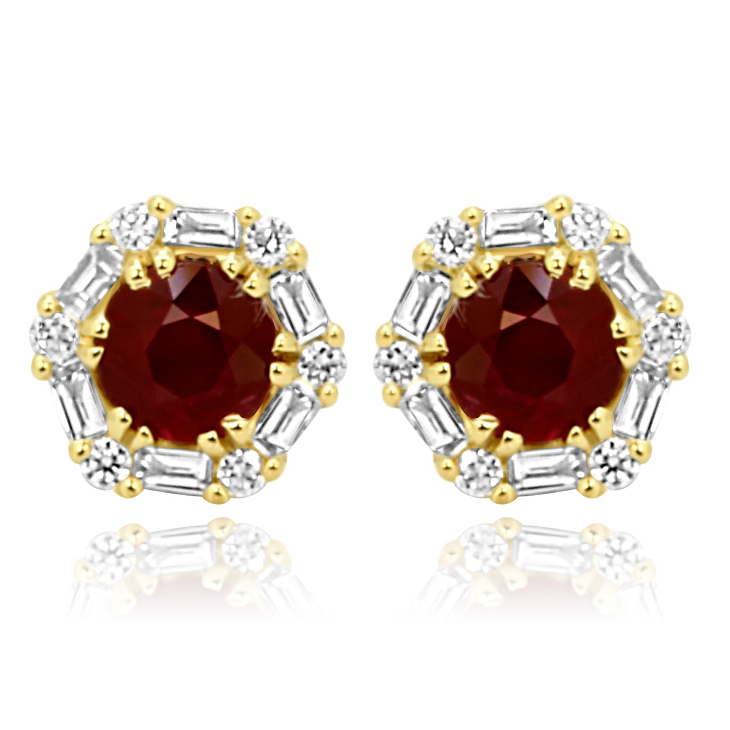 Floral Diamond Earring 14K Yellow Gold