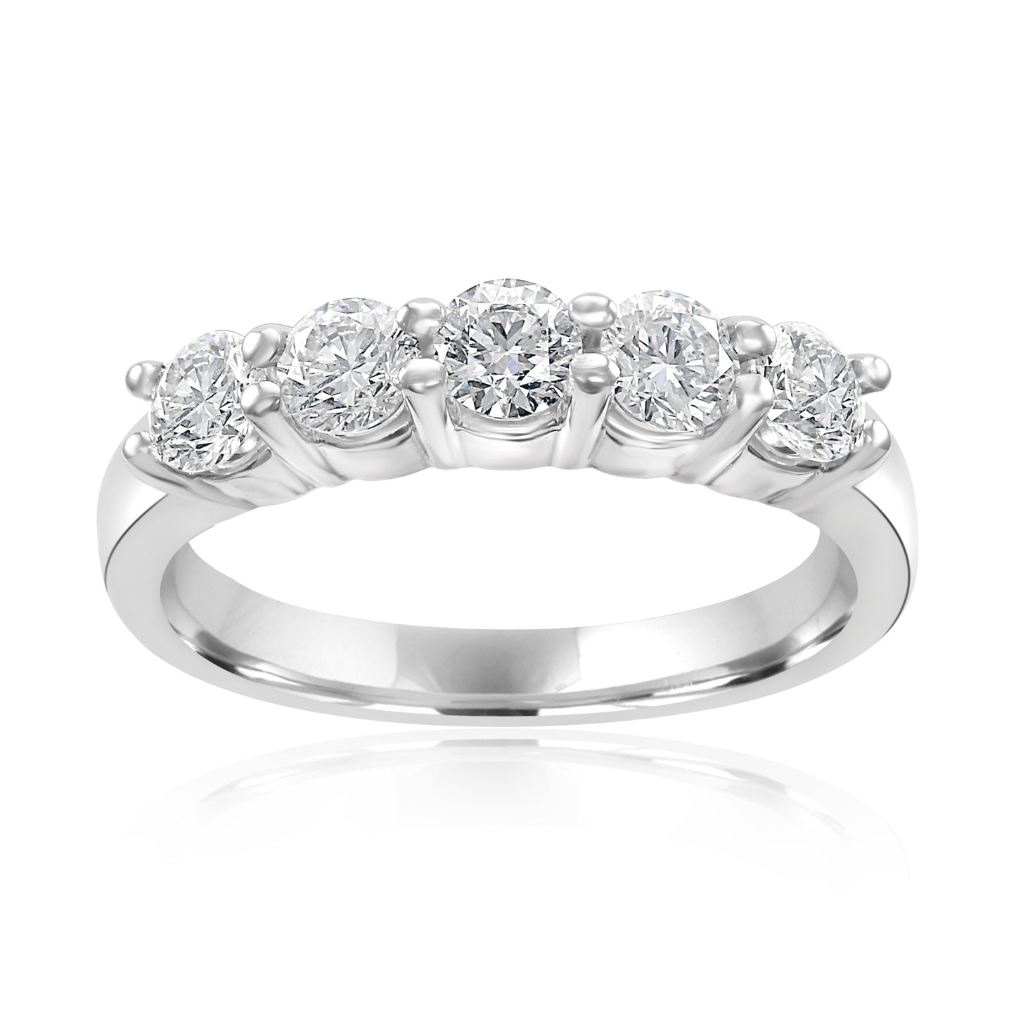 0.75 Carat Diamond 5 stone Band 14K White Gold