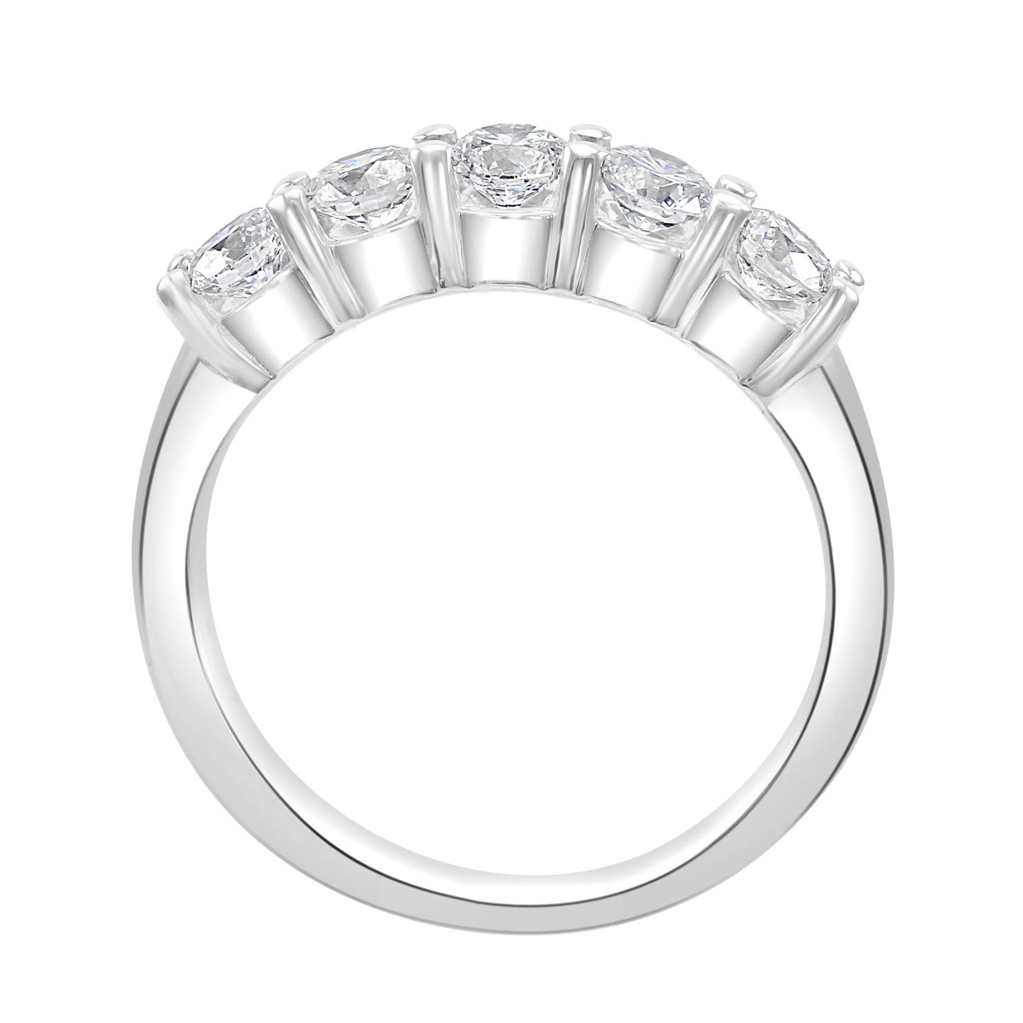 0.75 Carat Diamond 5 stone Band 14K White Gold