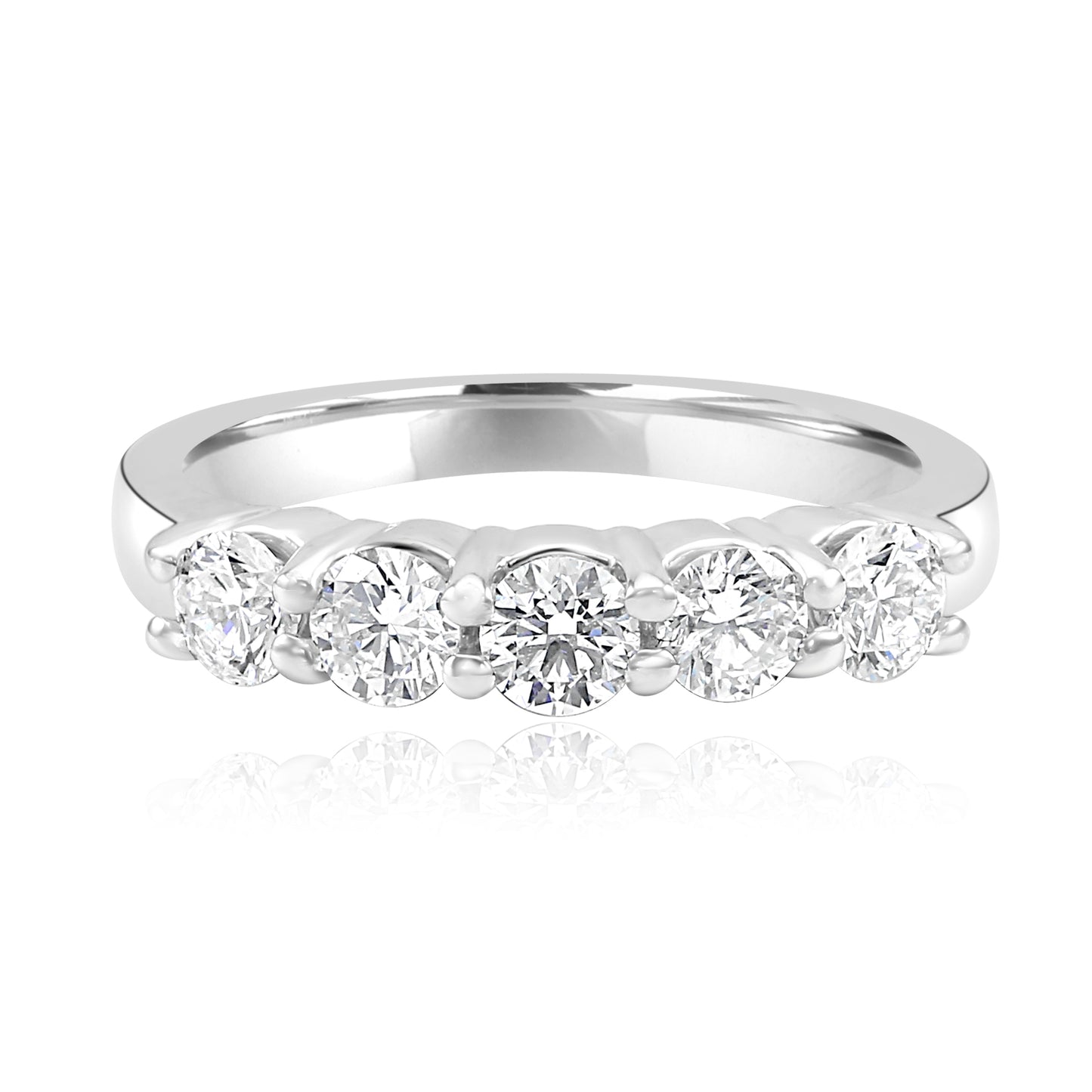 0.75 Carat Diamond 5 stone Band 14K White Gold