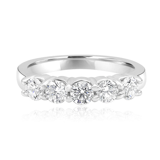 0.75 Carat Diamond 5 stone Band 14K White Gold