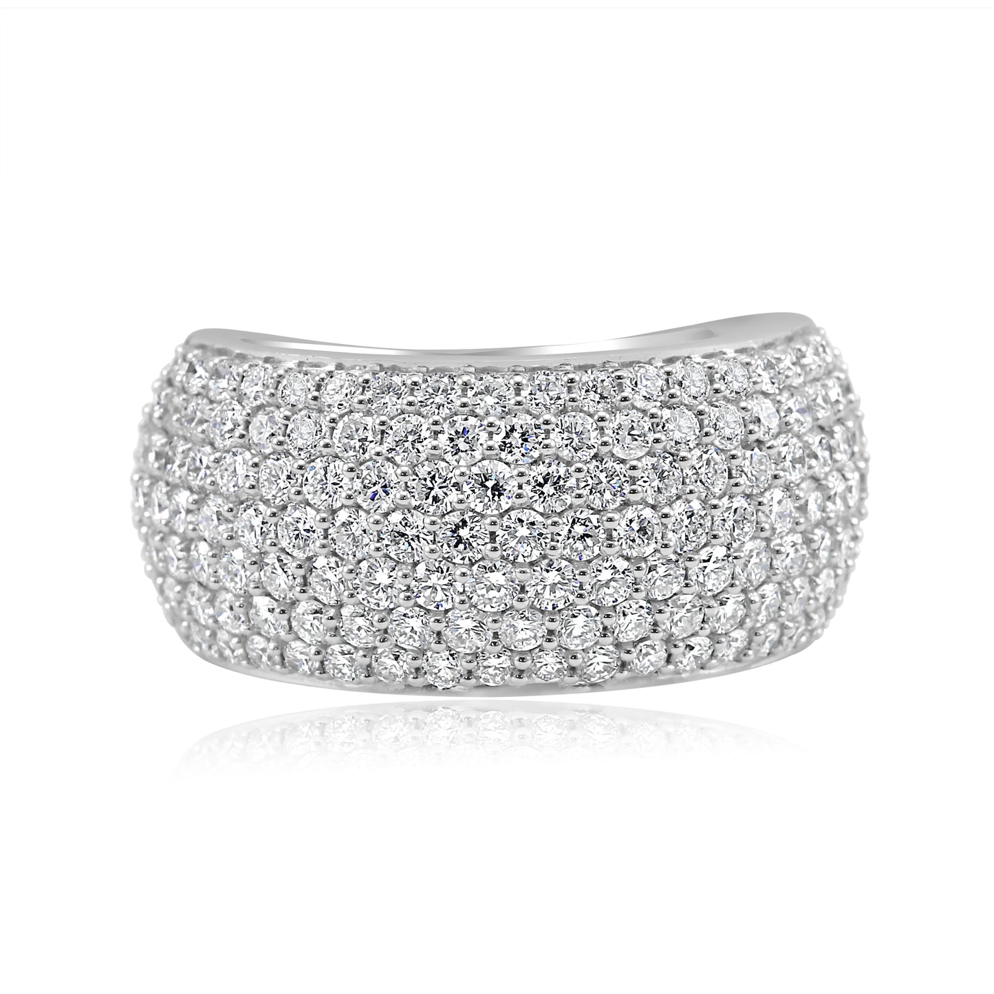 2.51 Carat 7 Rows of Diamond Band 18K White Gold