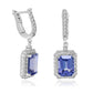 Dangling Tanzanite Emerald Cut Earring 14K White Gold