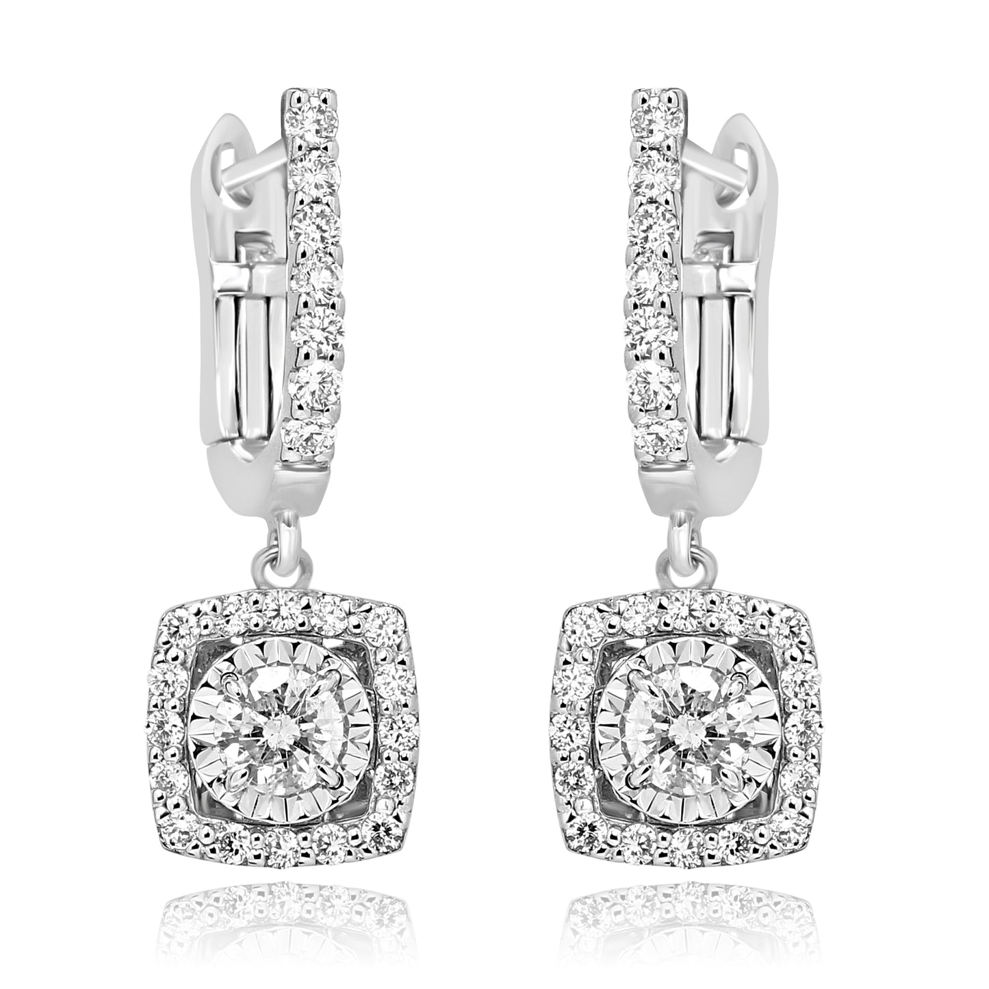 Luxurious Diamond Earring 14K White Gold