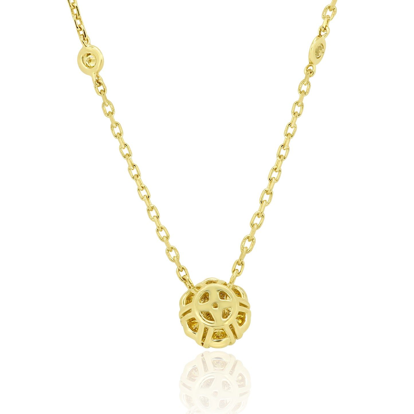 Glamorous Golden Flower Necklace 14K Yellow Gold