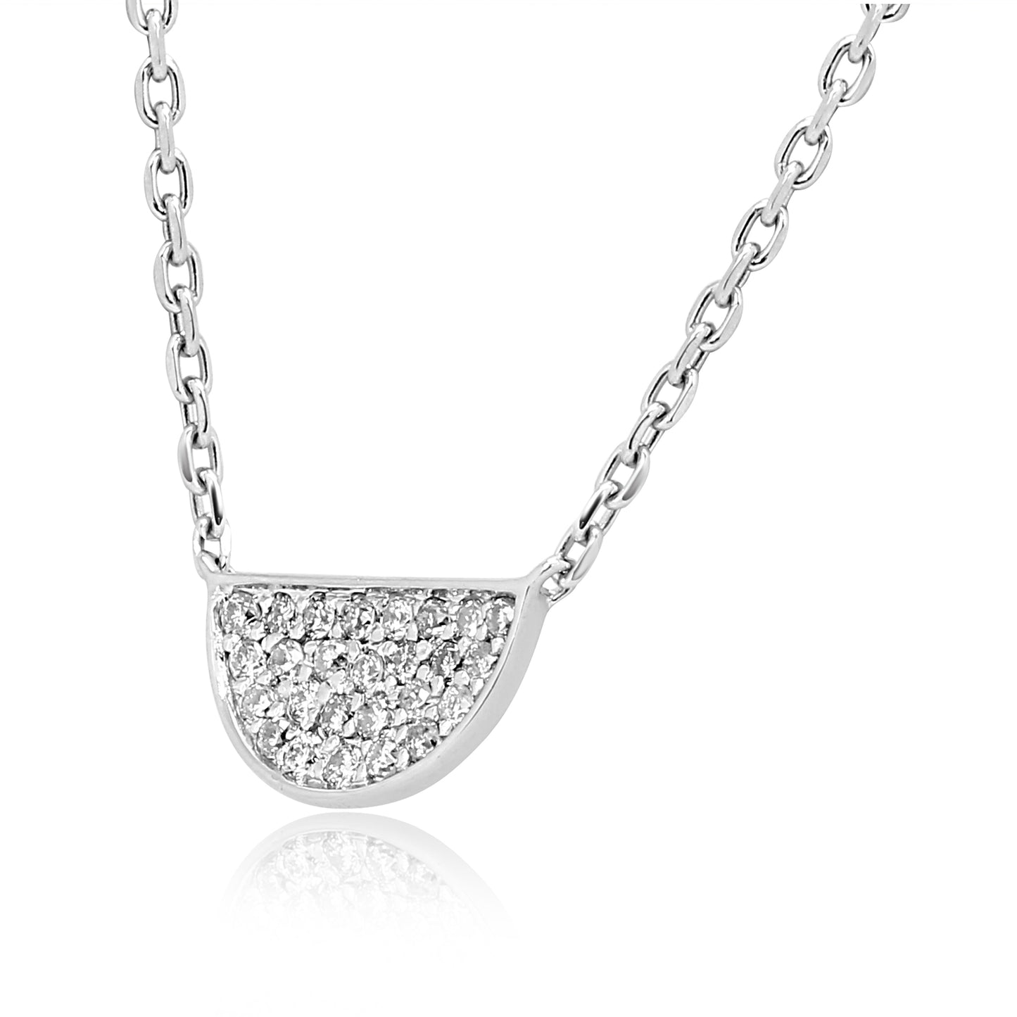 Half Moon 14K White Gold Natural White Diamond