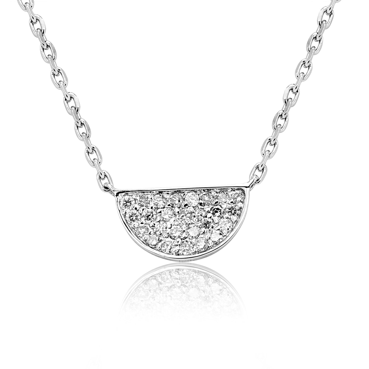 Half Moon 14K White Gold Natural White Diamond