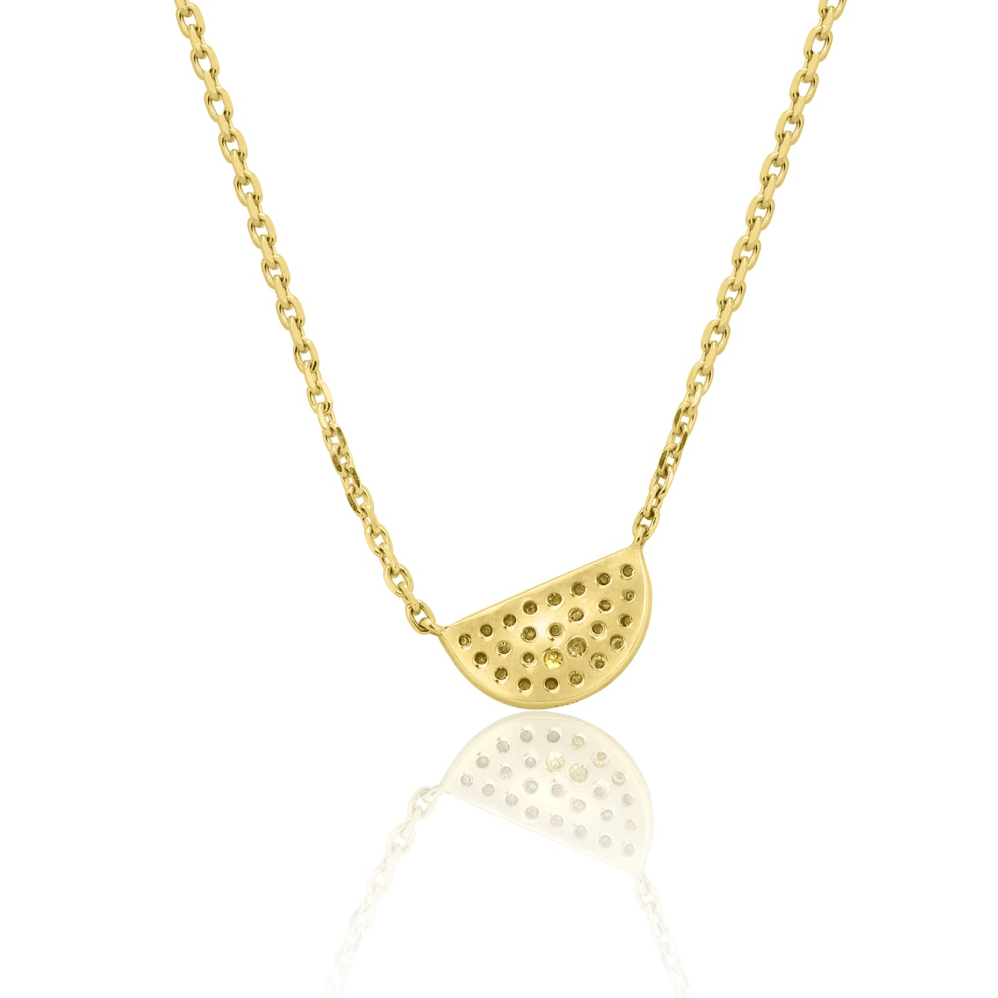 Radiant Half Moon Necklace 14K Yellow Gold