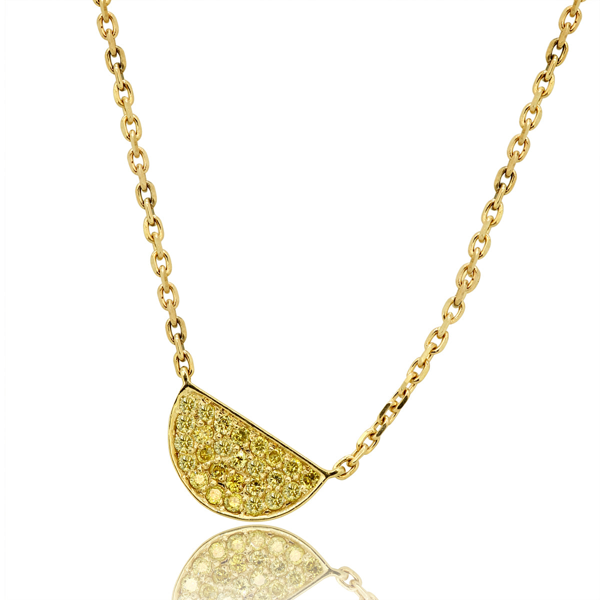 Radiant Half Moon Necklace 14K Yellow Gold