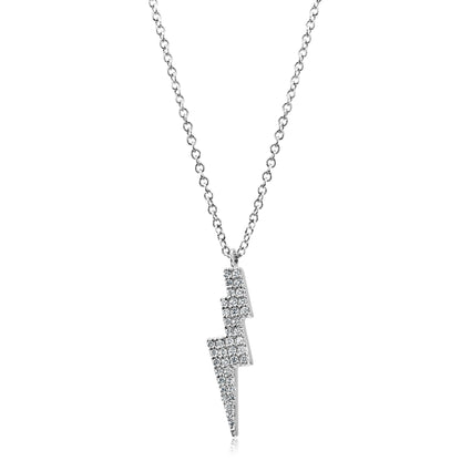 Diamond Lightning Bolt Necklace 14K White Gold