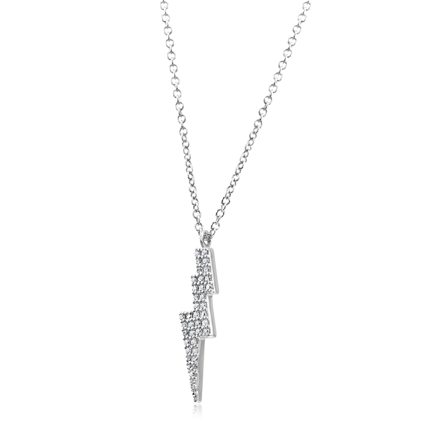 Diamond Lightning Bolt Necklace 14K White Gold