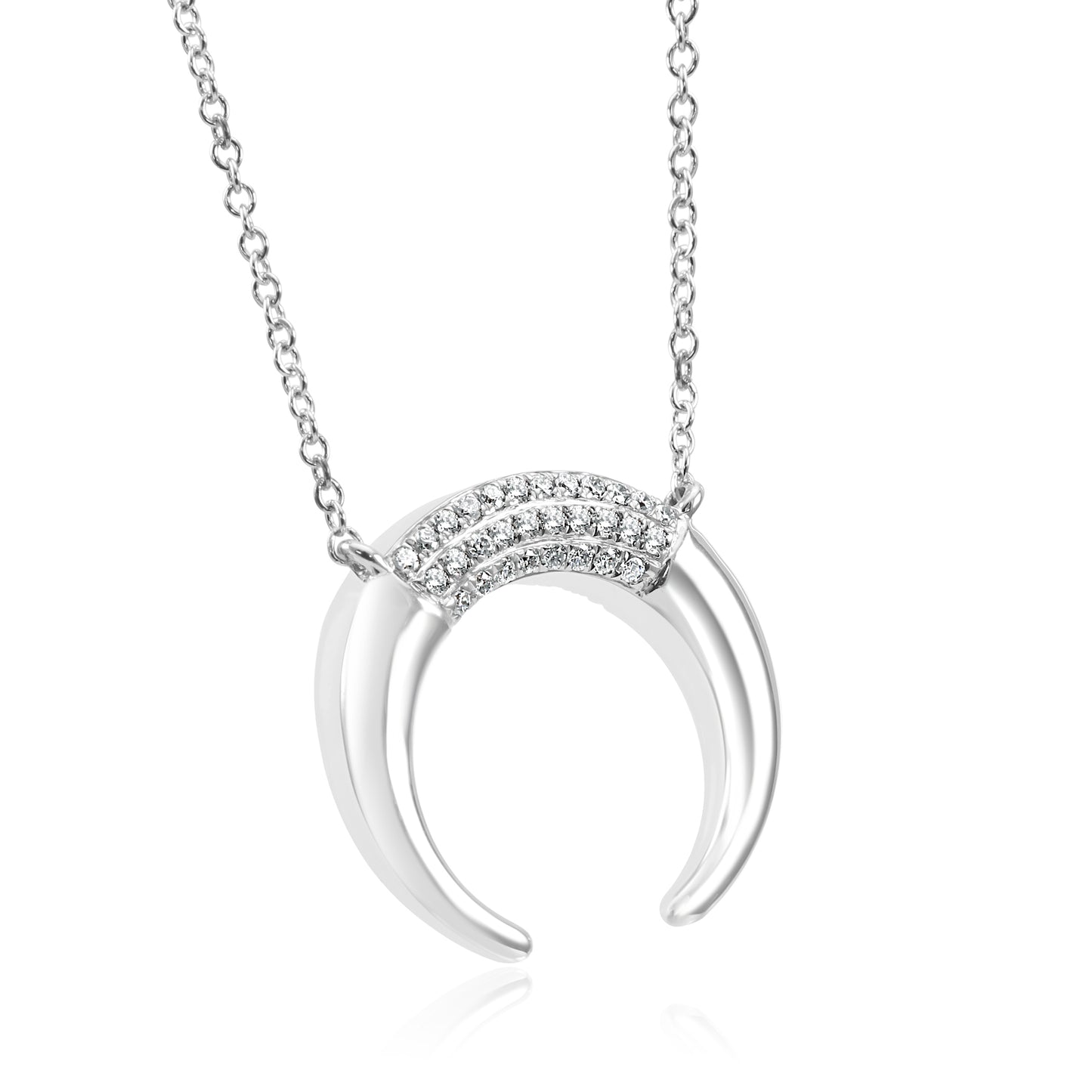 Crescent Moon 14K White Gold & Natural White Diamond